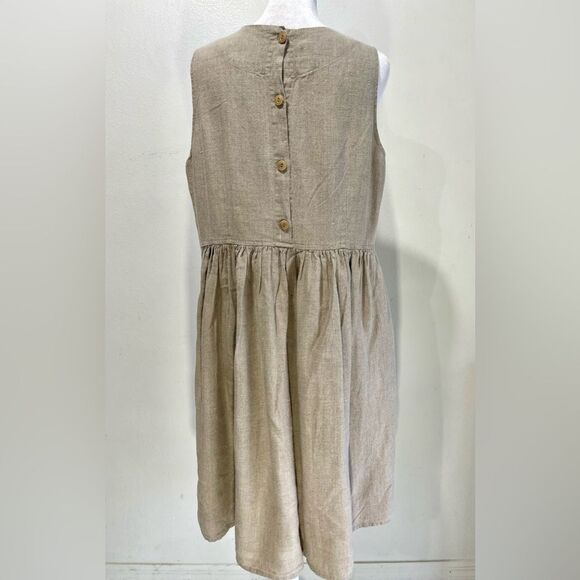Flax Linen dress casual Summer flare Classic brown Closet Staple Women’s S - Picture 2 of 6